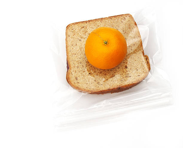 lunch - sandwich and orange stock photo