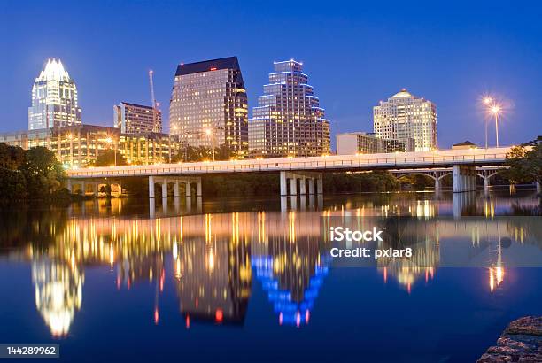 Austin Texas City Skyline At Night With Reflections Stock Photo - Download Image Now