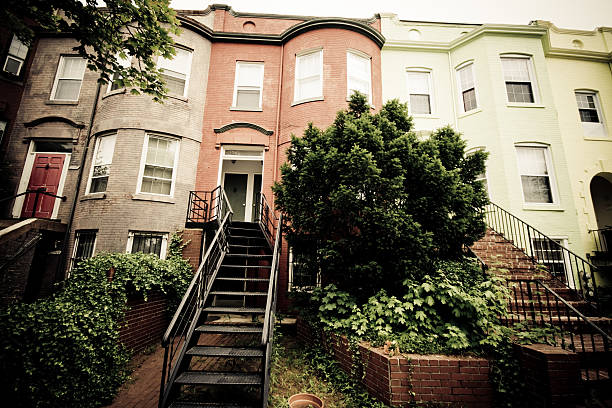 istock Cross Processed Italianate Style Row House Homes, Washington DC 144290045