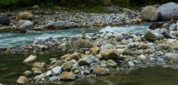 istock Beautiful view of riverside rocks 1442901121