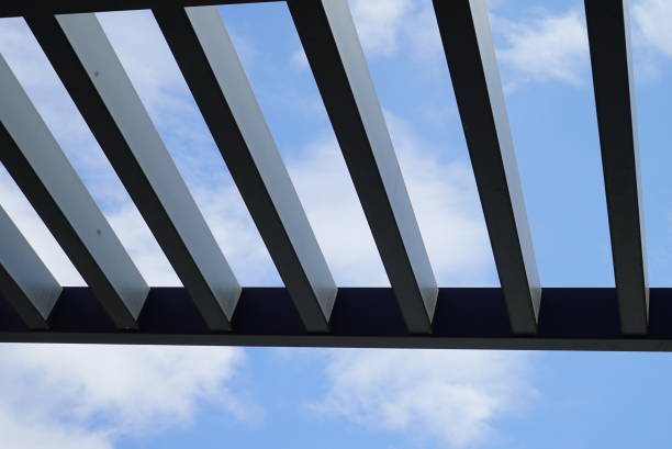 istock Metal construction cover with blue sky on the background 1442902154