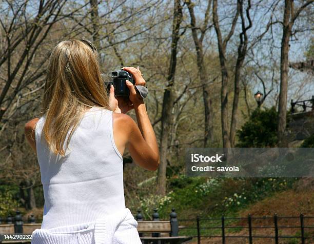 Girl Using Camcorder Stock Photo - Download Image Now - Blond Hair, Camera - Photographic Equipment, Child