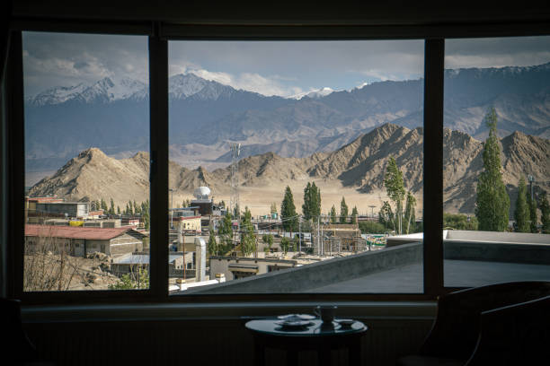 istock Beautiful view of the Ladakh mountain range seen from a panoramic window 1442902461