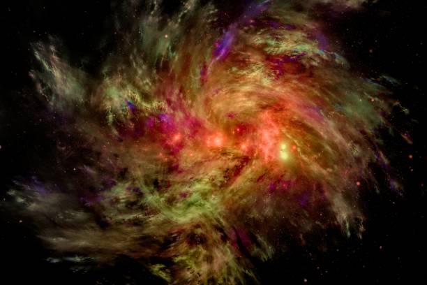 istock Beautiful space background. The galaxy spiral with a yellow glow. 1442902618