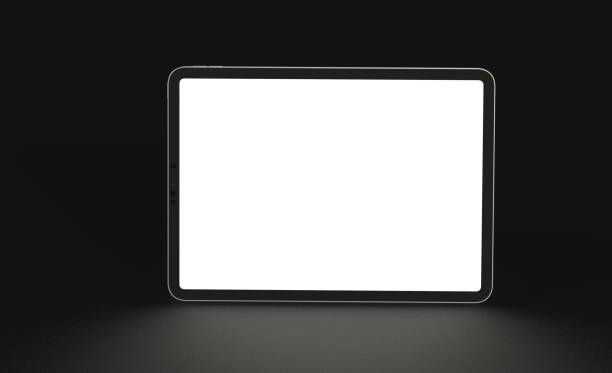 istock 3d of a Tablet with a blank screen with copy space on a black background 1442903786