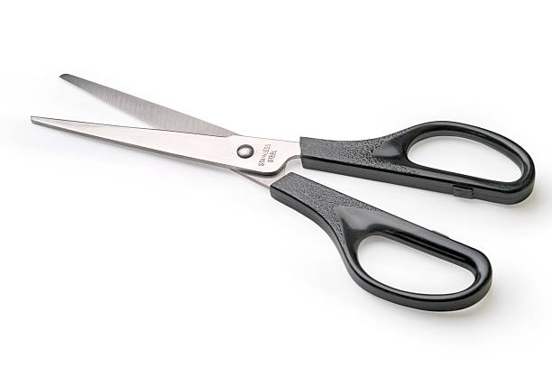 Black scissors with clipping path stock photo