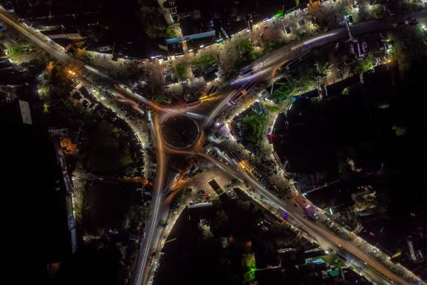 istock Night view of a market from drone 1442906883