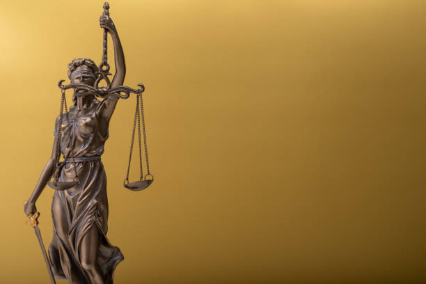 istock 3D render of Lady justice statue with a copy space 1442908382