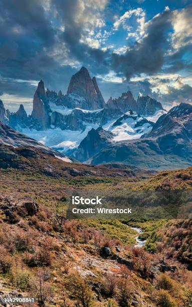 Cerro Fitz Roy With Its Forests And Lakes Around Stock Photo - Download Image Now - Andes, Awe, Beauty