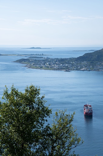 Wonderful landscapes in Norway. Vestland. Beautiful scenery of Alesund town and surroundings. Summer sunny day