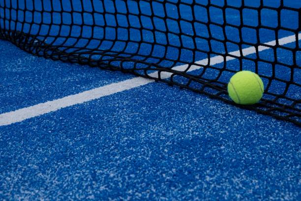 istock selective focus, a ball at the net on a paddle tennis court 1442910480