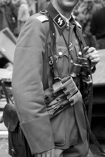 istock Man dressed in uniform of Waffen-SS 144292005
