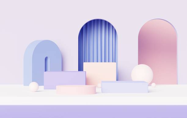 istock 3d render abstract display podium platform for  product presentation and advertising. Minimal scene backdrop with clean design. Vacant pedestal for mock up. Empty stage with pastel color for cosmetic. 1442920198