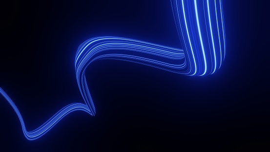 3d render motion line of speed and power or light trails. High-speed light with curve movement beam. 5G Technology fast and futuristic background. Abstract motion blur.