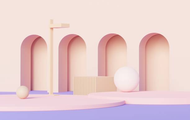 istock 3d render abstract display podium platform for  product presentation and advertising. Minimal scene backdrop with clean design. Vacant pedestal for mock up. Empty stage with pastel color for cosmetic. 1442920747