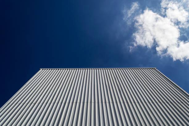 istock Dark blue sky and building facade in Belo Horizonte. A cloud. Space for advertisement. 1442920767