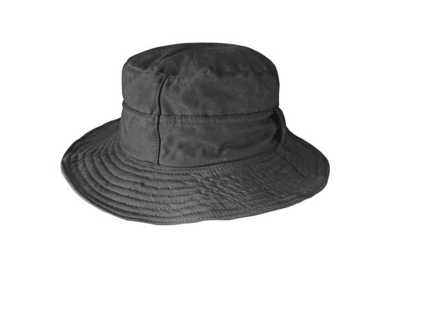 istock Black bucket hat isolated on white 1442920993