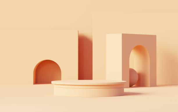 istock 3d render abstract display podium platform for  product presentation and advertising. Minimal scene backdrop with clean design. Vacant pedestal for mock up. Empty stage with pastel color for cosmetic. 1442921232