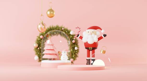 istock 3d Abstract podium stage platform with minimal Christmas and New year event background. Merry Christmas scene for product display or mock up banner. Empty stand pedestal decor in Xmas winter scene. 1442921261