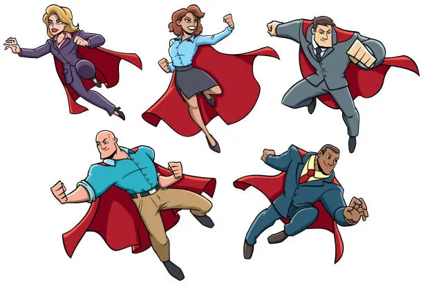 Vector illustration of Super Business Heroes on White