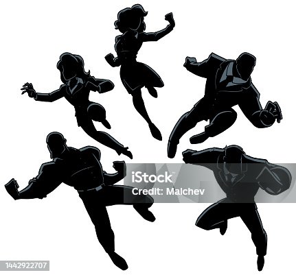 istock Super Business People Silhouettes on White 1442922707