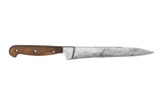 old vintage kitchen knife. isolated on white background