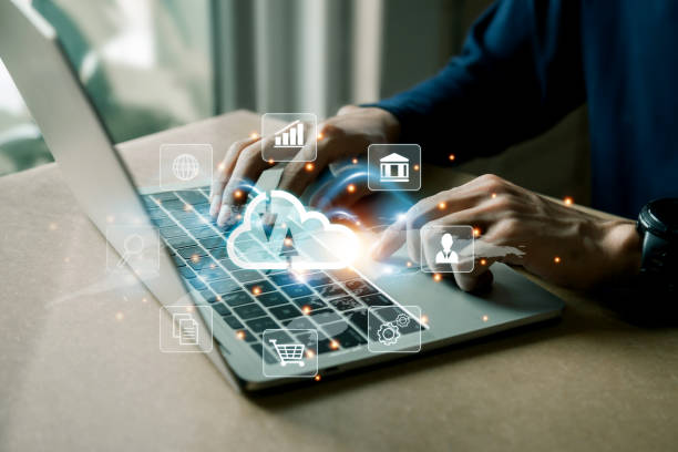 istock Bussiness  hand using laptop with virtual popup icon of cloud computin Storage and data transfer Cloud network , Cloud technology. Networking and internet service concept. 1442925297