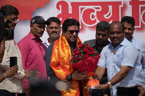 Mumbai, India - 13 November 2022 Felicitation of politician, Maharashtra Navnirman Sena's president Mr. Raj Thackeray on occasion of Misal Mahotsav, Borivali. Balasaheb, Uddhav, Shinde, BJP, Shiv Sena