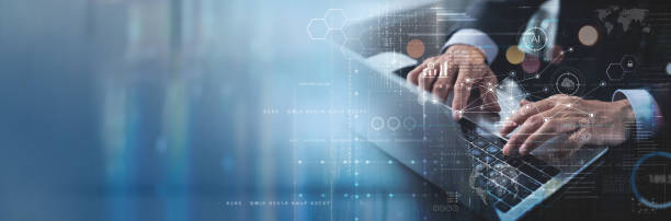 istock Business Intelligence, data science, global business, digital technology concept. Businessman working on laptop computer, planning with global network technology and big data 1442927962
