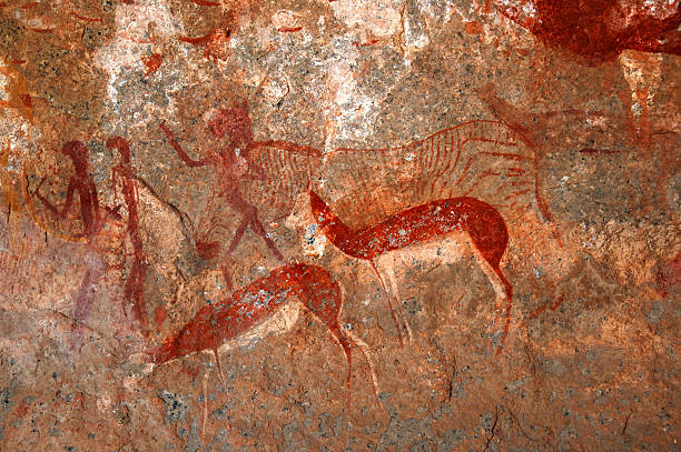 Bushmen paintings and rock art Bushmen paintings in the Namibian desert Southern Africa bushmen stock pictures, royalty-free photos & images