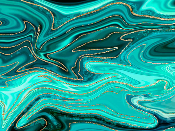 istock Green marble and gold abstract background texture. Malachite stone wallpaper print design with natural mineral texture . Vector 1442936353