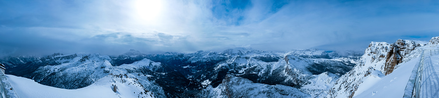 The beautiful italian dolomites in a winter day