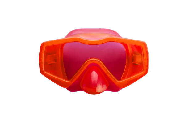 Red swimming mask isolated on a white background. Mask for diving under water.