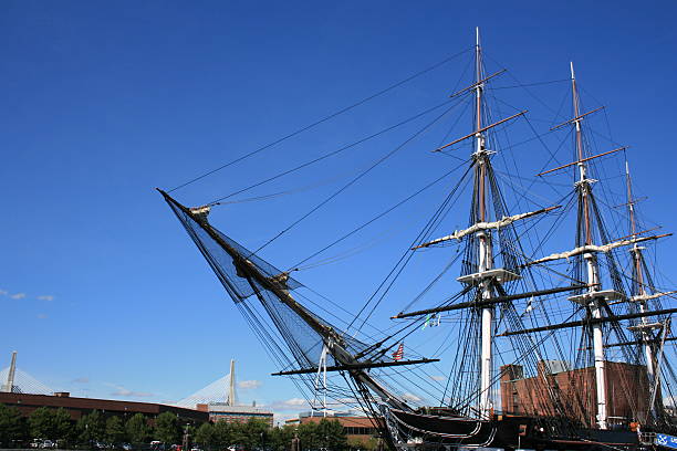 istock An old fashioned ship at the Boston harbor 144293847