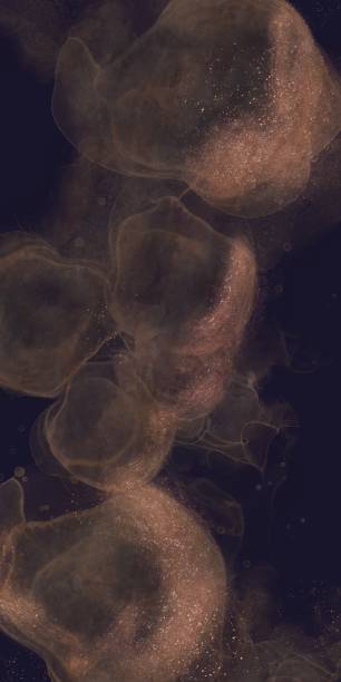 istock Vertical abstract template. Alcohol ink art with golden glitter on dark purple background. Night or party image. 1442938996