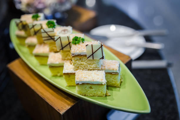 istock vanilla sponge cake with butter cream for dessert in restaurant 1442939471