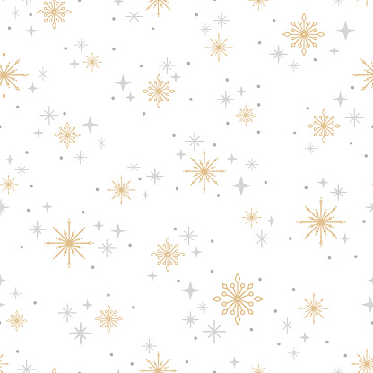 Winter seamless pattern with various delicate snowflakes. Christmas snow background. Seasonal vector illustration