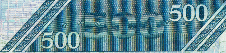 Number 500 Pattern Design on Banknote