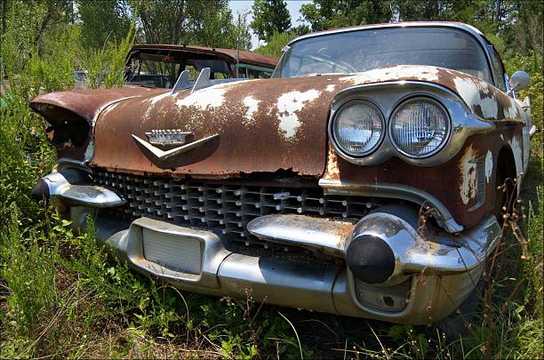 istock Old vintage 50's rusted car 144294290