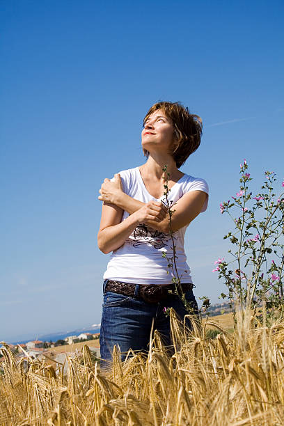 enjoying the sun stock photo