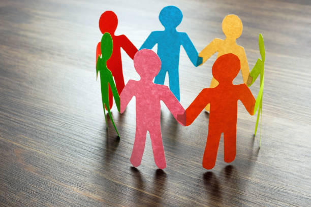 istock Circle of colored paper men. Diversity and inclusiveness concept. 1442945653