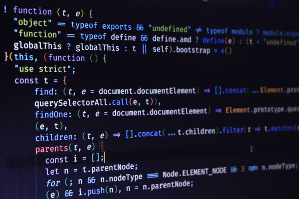 software source code. programming code. programming code on computer screen. developer working on program codes in office. source code photo. technology background - binaire code fotos stockfoto's en -beelden