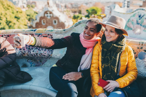 istock Friends taking selfie at Park Guell,Barcelona 1442957883