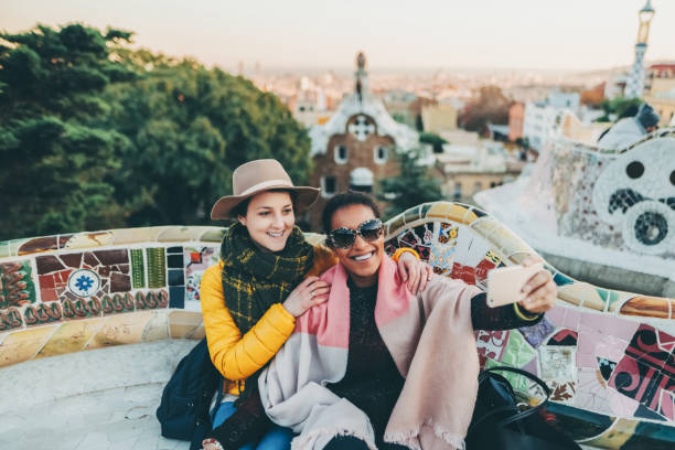 istock Friends taking selfie at Park Guell,Barcelona 1442957956