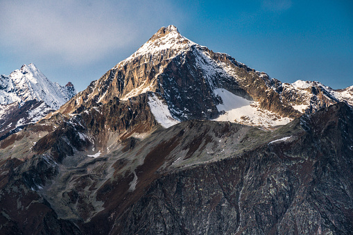 View on mountain range of Dombay peaks, Elbrus region, Russia