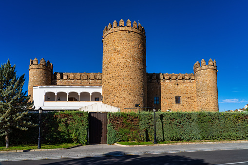 Zafra, Spain - Nov 06, 2022: Castle of the Dukes of Feria, now a luxury hotel, National Parador in Zafra, province of Badajoz, Spain