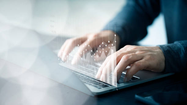 istock Businessman analytics and data management system on computer with Stock Market Investments growing , Management of business finance 2023 background , Concept of business finance and investment 1442966348