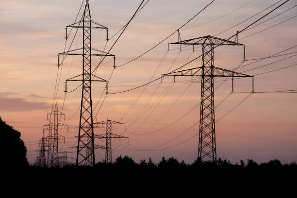 istock Transmission towers at dawn. 1442966667