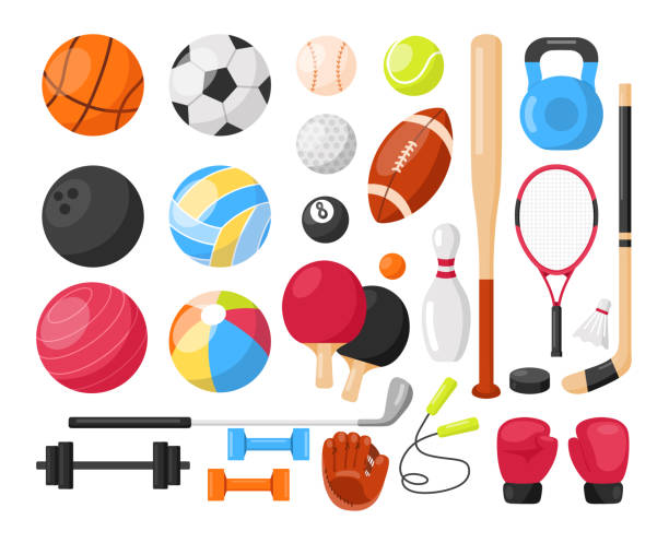 illustrations, cliparts, dessins animés et icônes de équipement de sport - baseballs ball sport gym