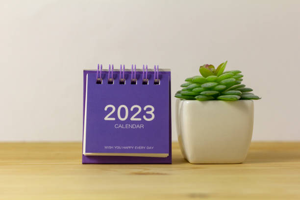istock Desktop calendar for the new year 2023 on a light background. 1442967846